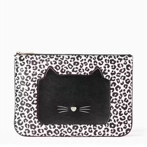 Kate Spade Meow cat large zip pouch